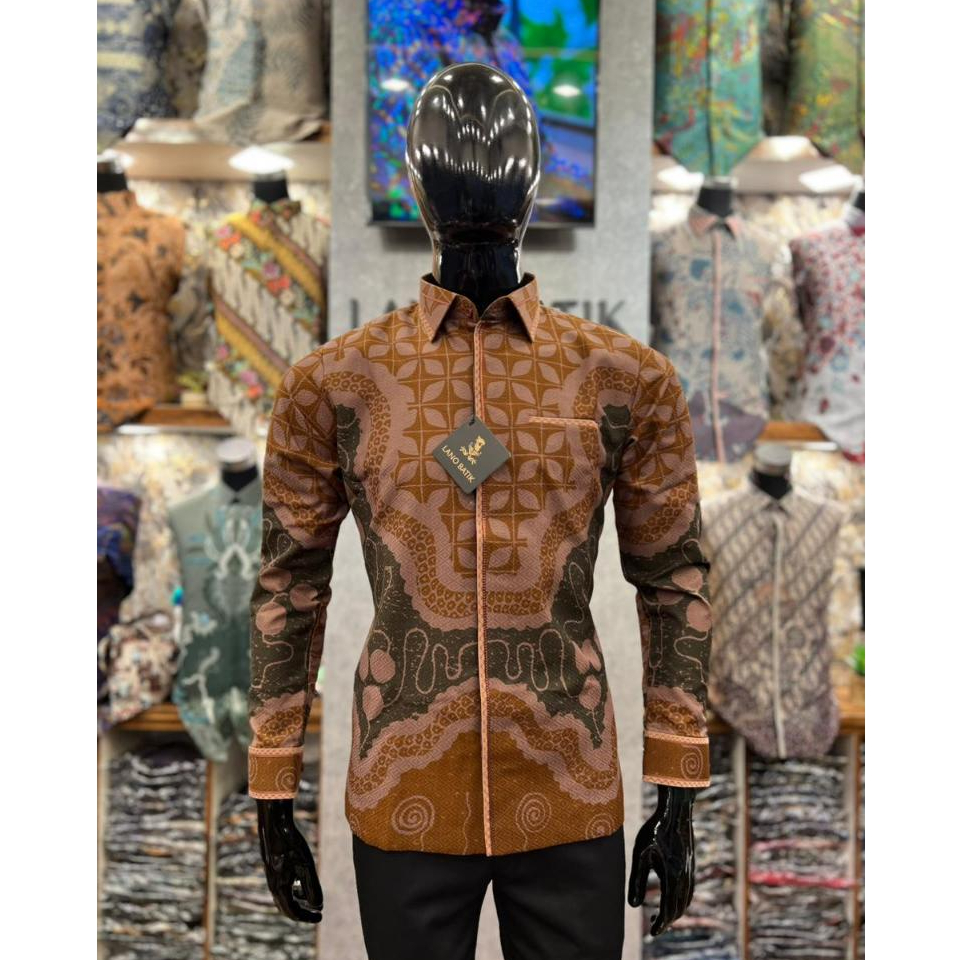 Lano Batik Semi Jas - Kemeja Batik Smock Semi Jas - Kawung - Batik Dobby - Baju Batik Pria - Kemeja 