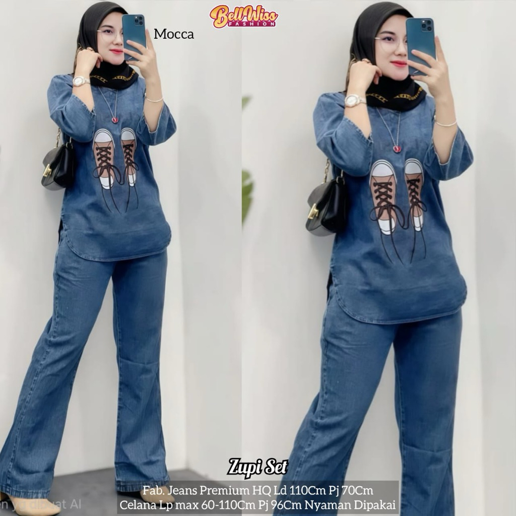 ZUPI SETELAN JEANS ATASAN DAN CELANA CUTBRAY BELLWISS