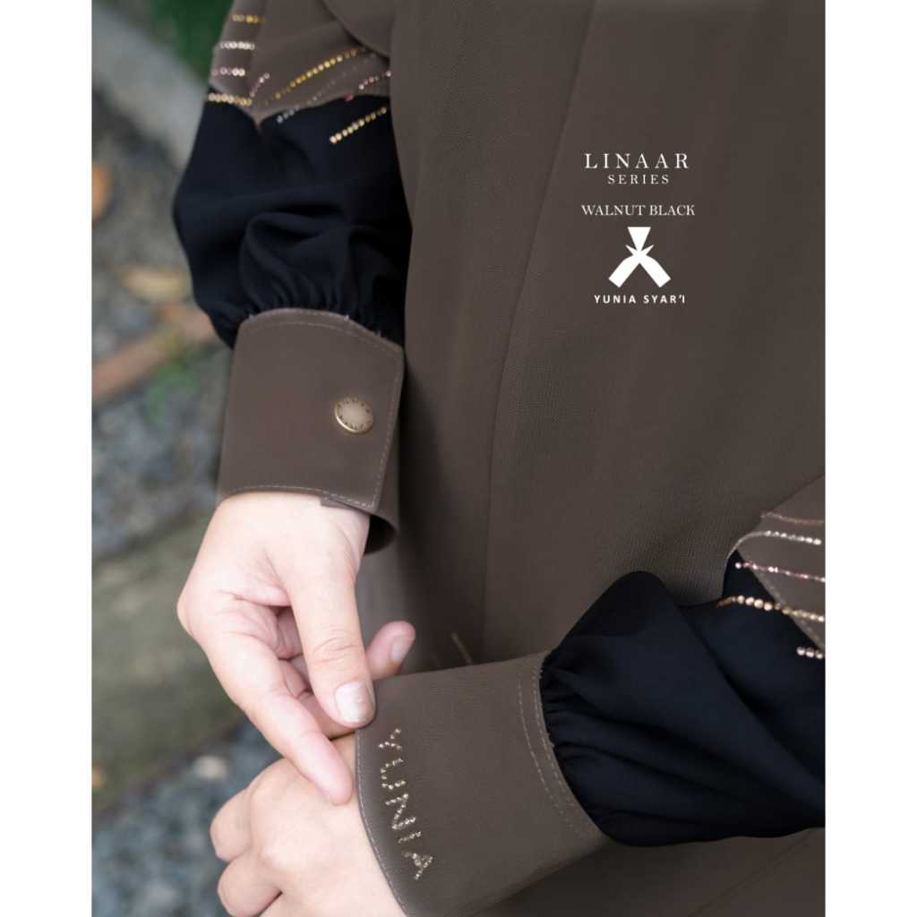 LINAAR SERIES YUNIA SYARI | WALNUT BLACK | DRESS SYARI | ABAYA LEBARAN | GAMIS SYARI | GAMIS UMROH |
