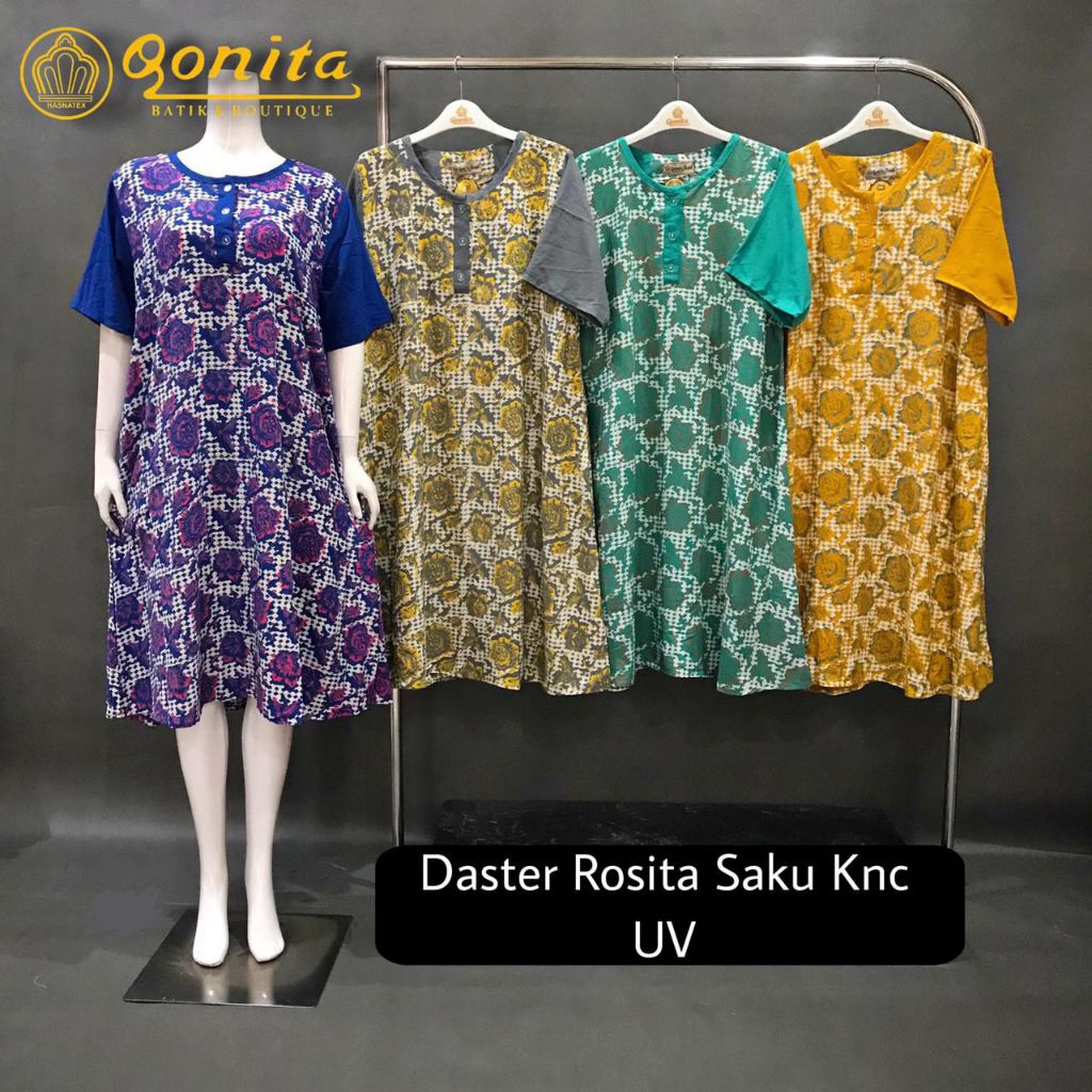 {LD 110 CM} Daster Qonita Batik Pekalongan ll Daster Rosita Saku Kancing Uv