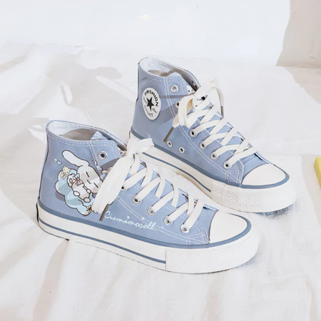 Sepatu Wanita Sneakers Warna Biru Motif Cinnamoroll Sepatu Perempuan Tali Casual