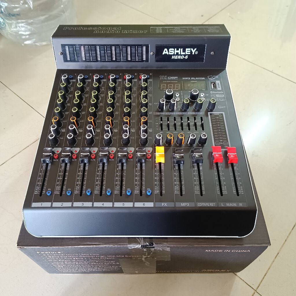 Mixer Ashley Hero 6 Original Mixer Audio 6 channel Ashley Hero 6 Bluetooth USB 199 DSP Original Mixe