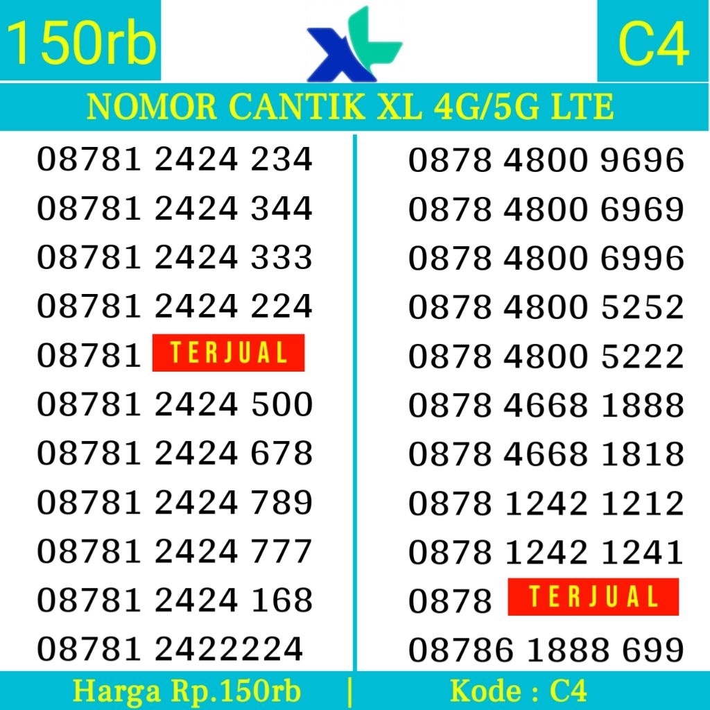 Kartu Perdana Nomor Cantik XL 4G Couple ABAB AB AB 000 0819 05 06 05