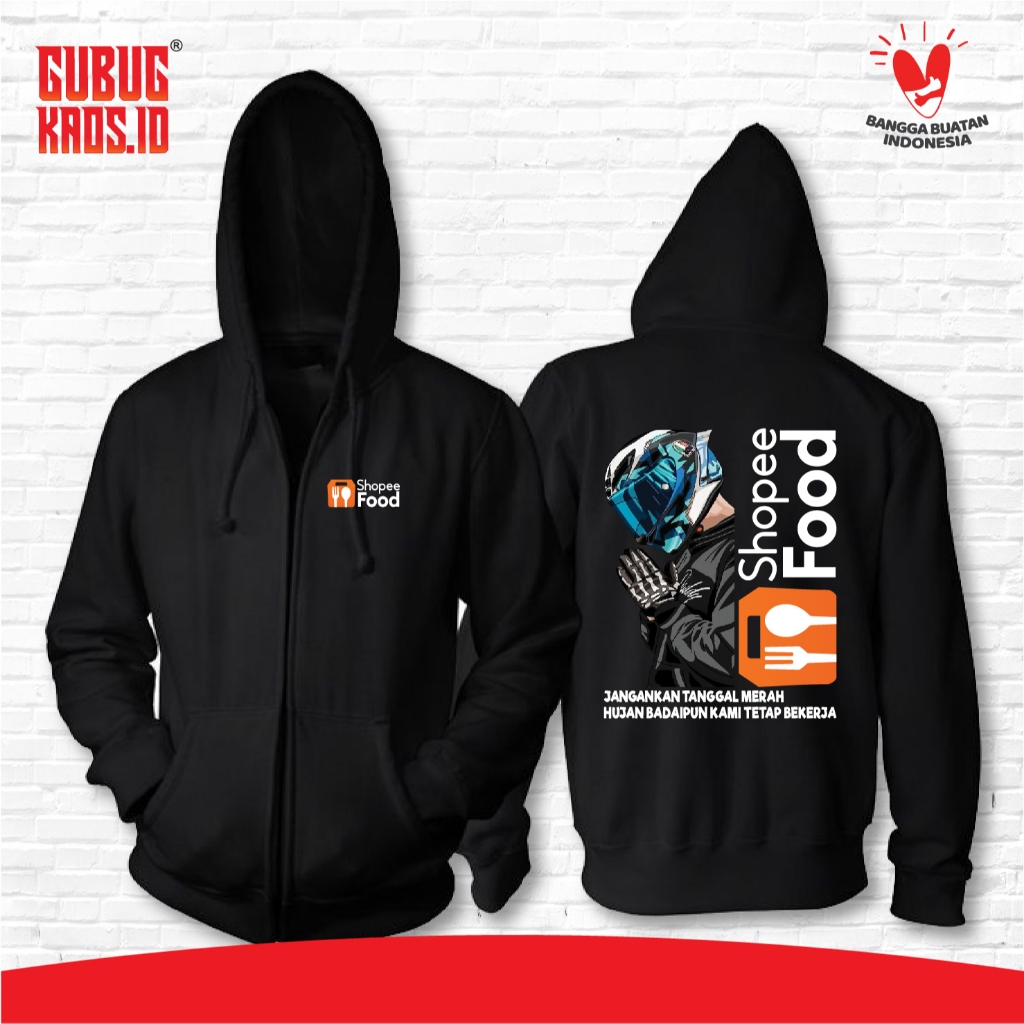 Sweater Hoodie ZIpper Shopee Food Premium Bahan Tebal Cotton Fleece