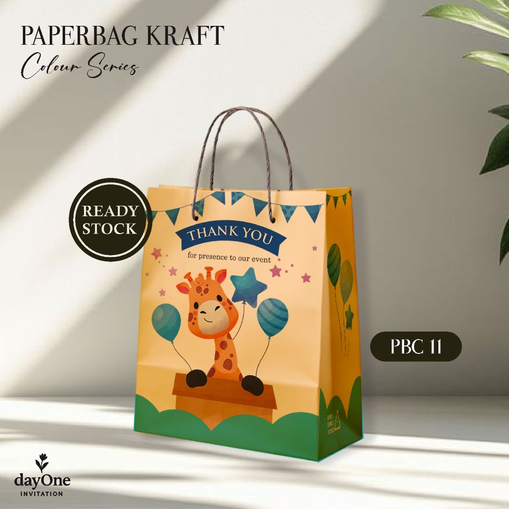PAPER BAG MOTIF READY STOCK MURAH - TAS KADO SOUVENIR ULANG TAHUN AESTHETIC SIMPLE PBC 11 (LUSIN)