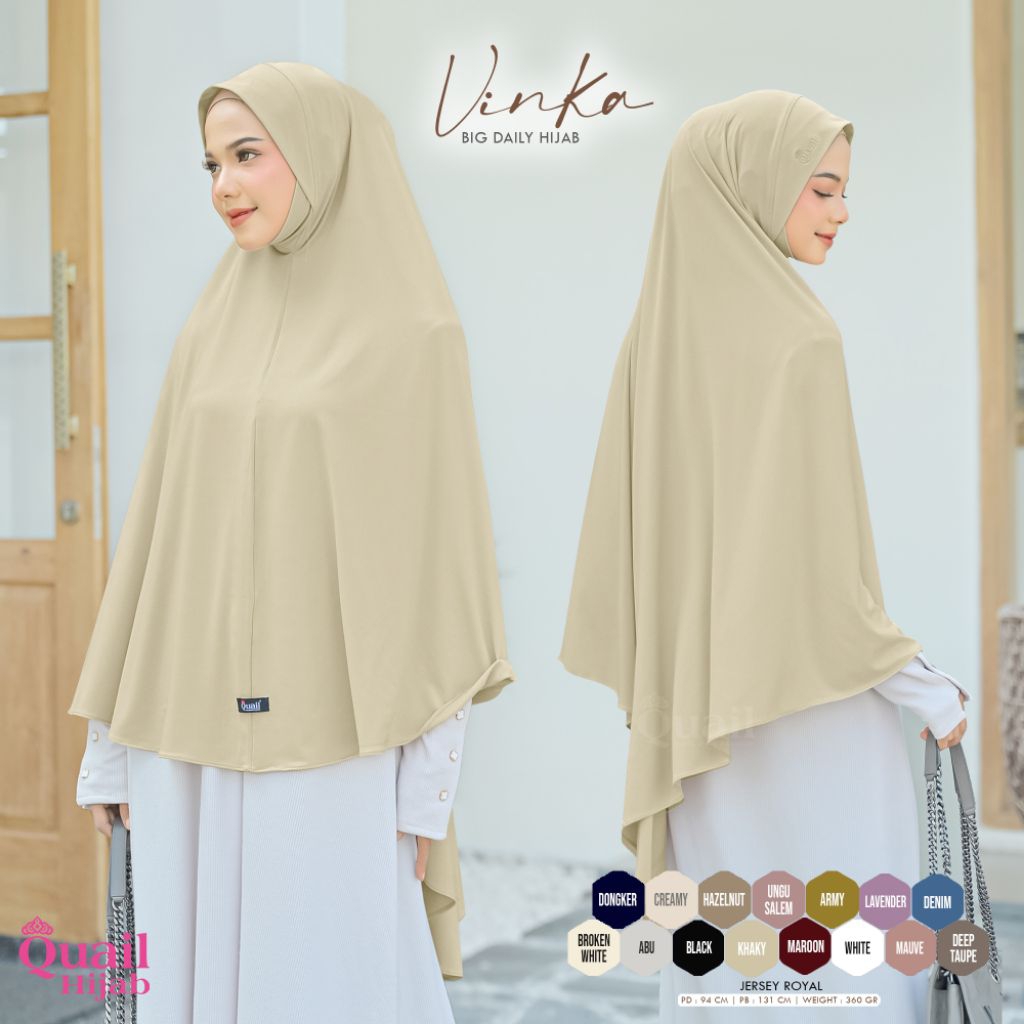 Jilbab Instan Bergo Jumbo Jersey VINKA Original Quail Hijab