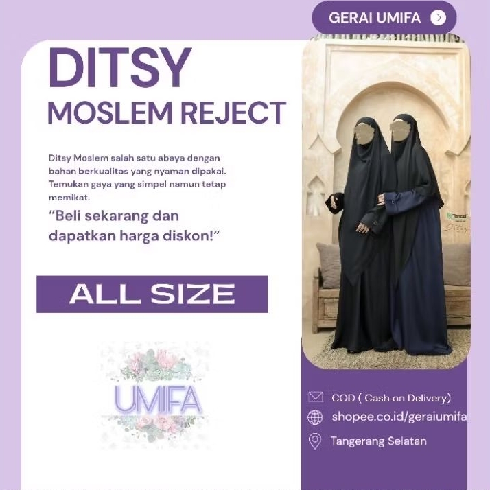 REJECT SALE DITSY 2025 DITSY MOSLEM SHAIDA NIGHTGOWN ROYAL VISCOSE WAAFA SHANEEYA