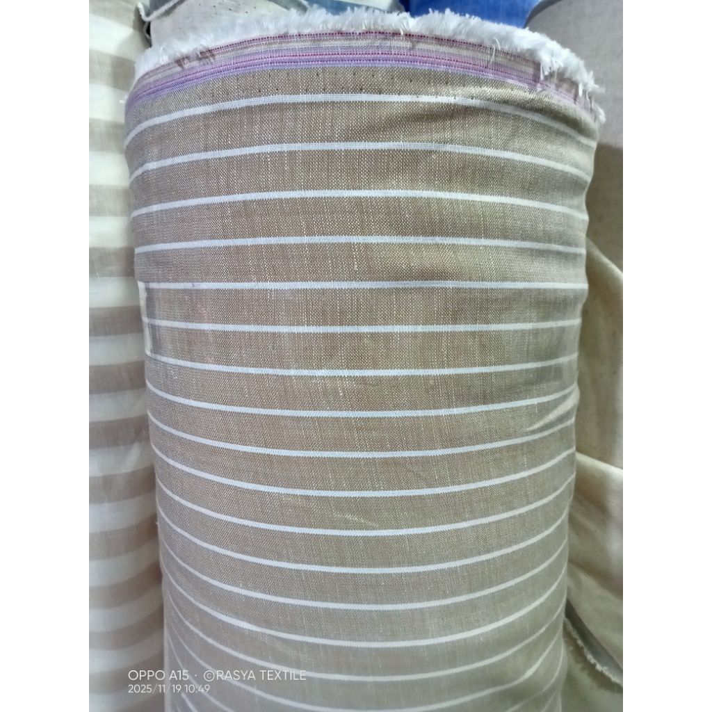 bahan pure linen premium bahan kain pure linen motif salur impor bahan pure linen meteran kain linen