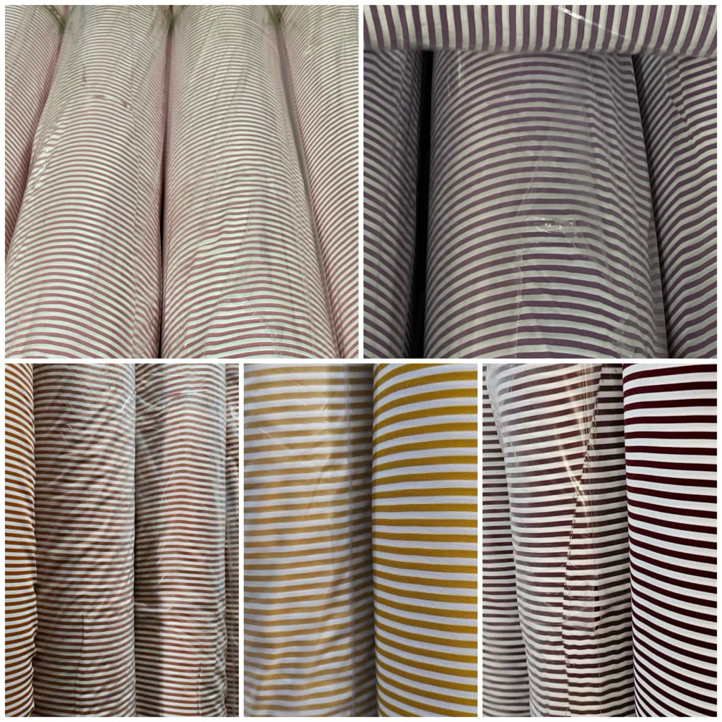 kain katun rayon motif salur ukuran 0,5mm, 1 roll