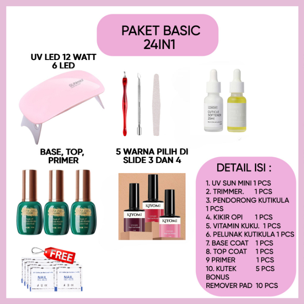 Paket nail art starter kit Paket pemula, medium, Paket  Set lengkap nail art UV gel polish