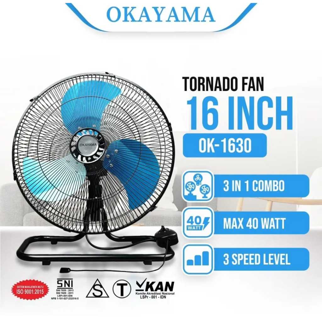 OKAYAMA Kipas Angin Tornado 16" OK-1630 SNI