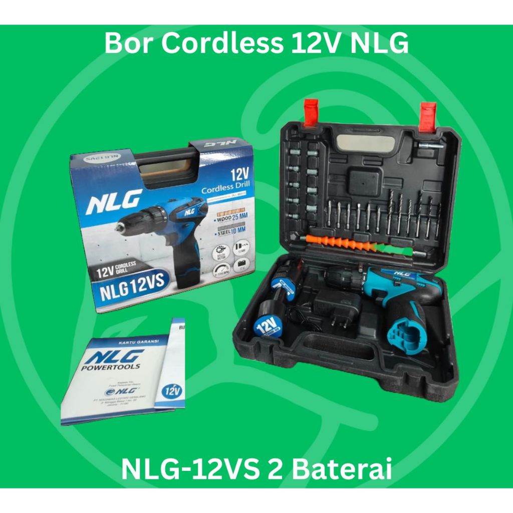 NLG Bor Cordless 12V NLG-12VS Bor Baterai NLG Cordless Drill 21V NLG Murah