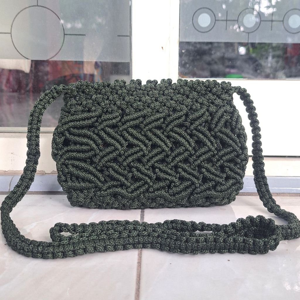 Tas Rajut Tali Kur Selempang Motif Sisik Ikan Serut Ukuran Besar Model Terbaru Kekinian Rajutan Asli