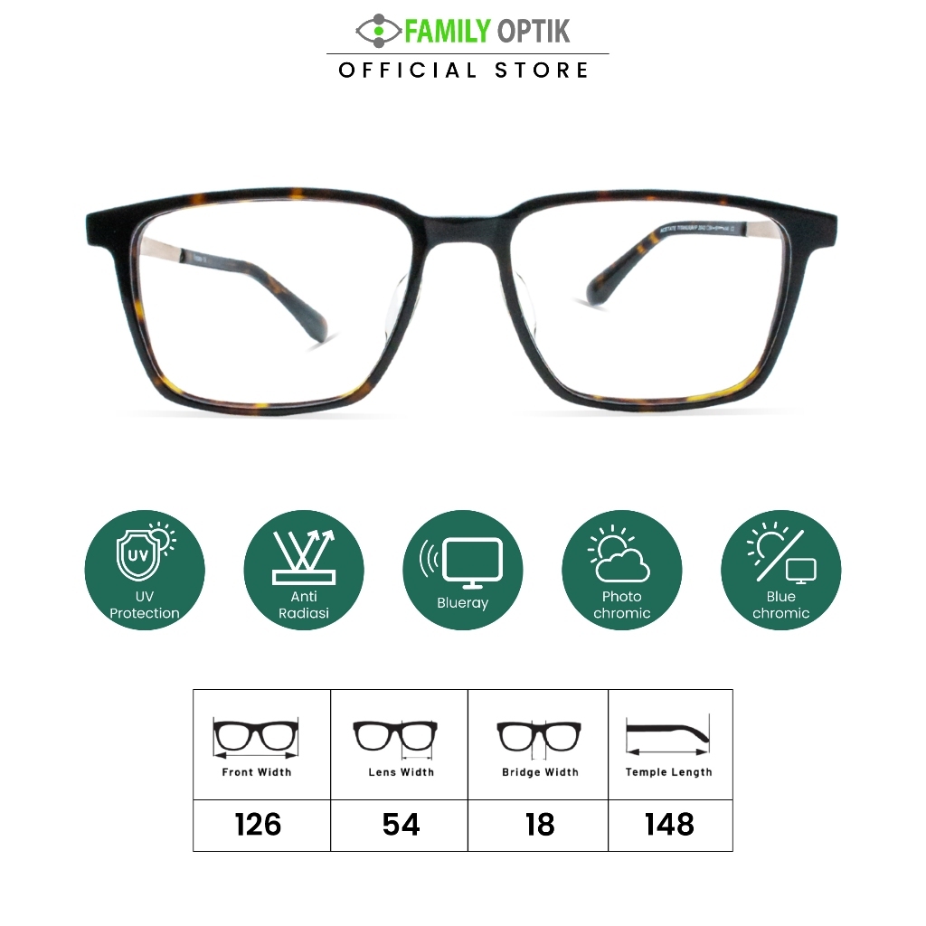 Family Optik - Kacamata Vintage Blueray Photocromic Anti Radiasi 2042