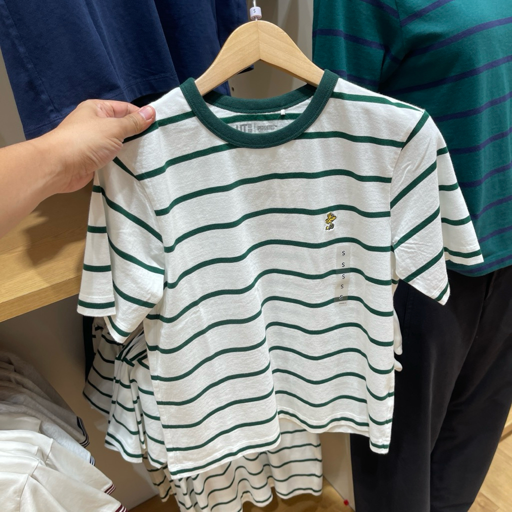 Tshirt Uniqlo Woman PEANUTS stripe off white