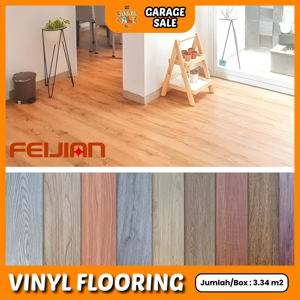 Vinyl Lantai Feijian Rixin 2mm dan 3mm | Lantai Vinyl Motif Kayu Harga Per Box