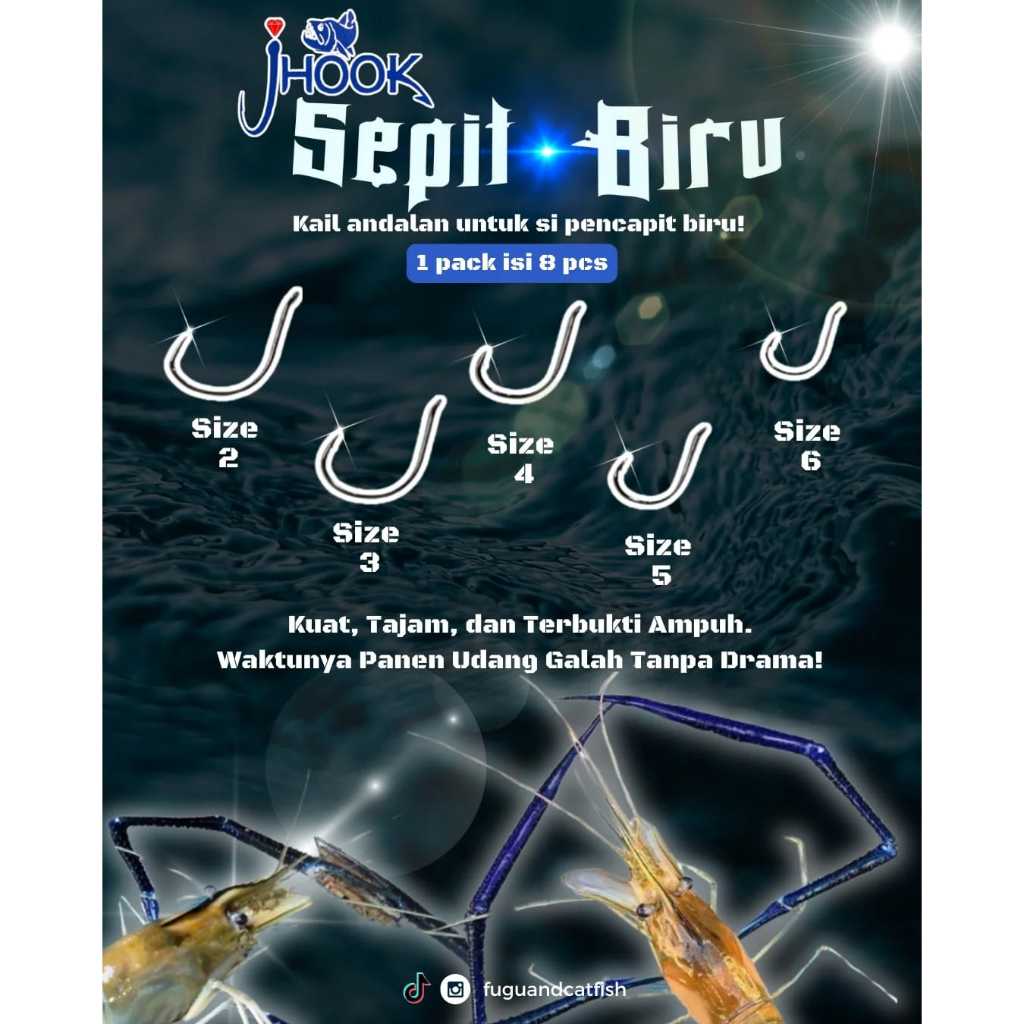 MATA KAIL PANCING UDANG JHOOK SEPIT BIRU UKURAN 2 - 6 BERBAHAN BAJA CARBON KUAT DAN TAJAM