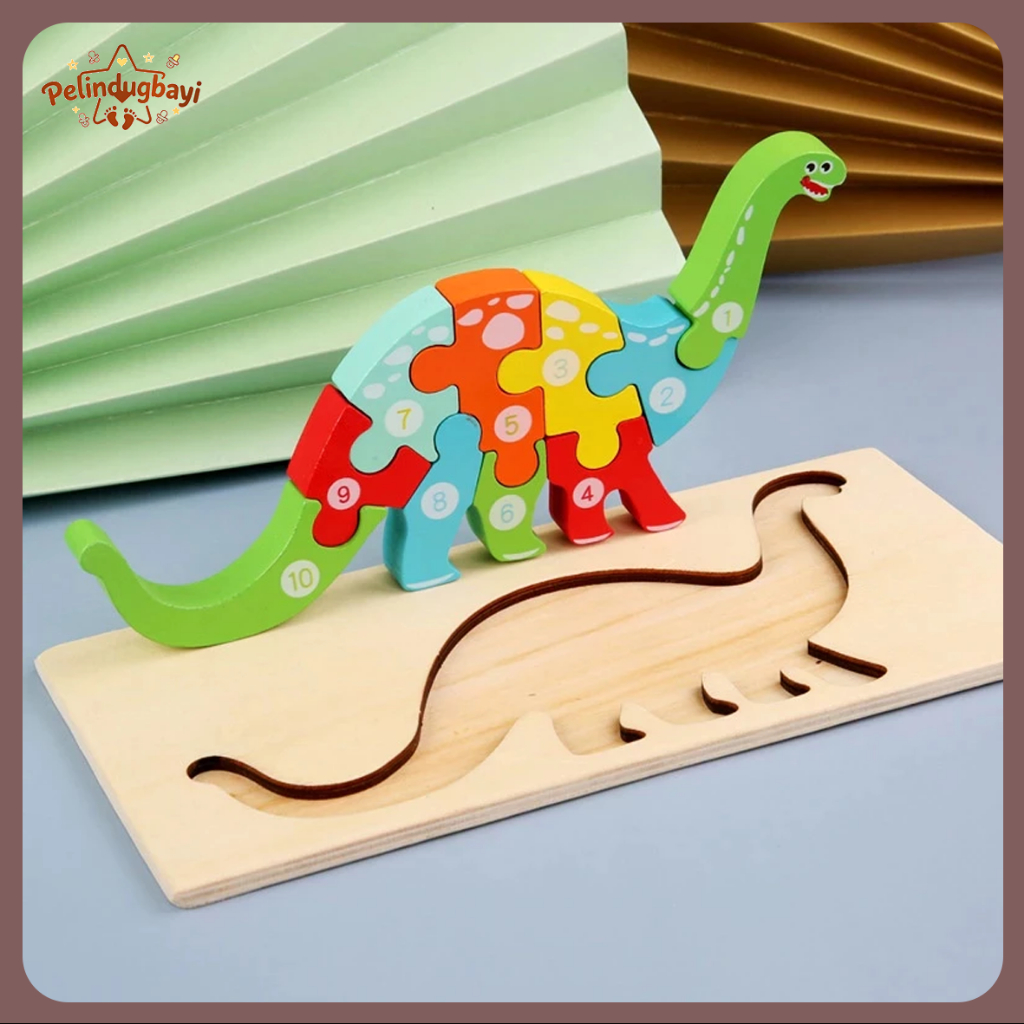 Mainan Edukasi 3D/ Mainan Hewan Dinosaurus/ Puzzle Kayu Puzzle Anak [COD]