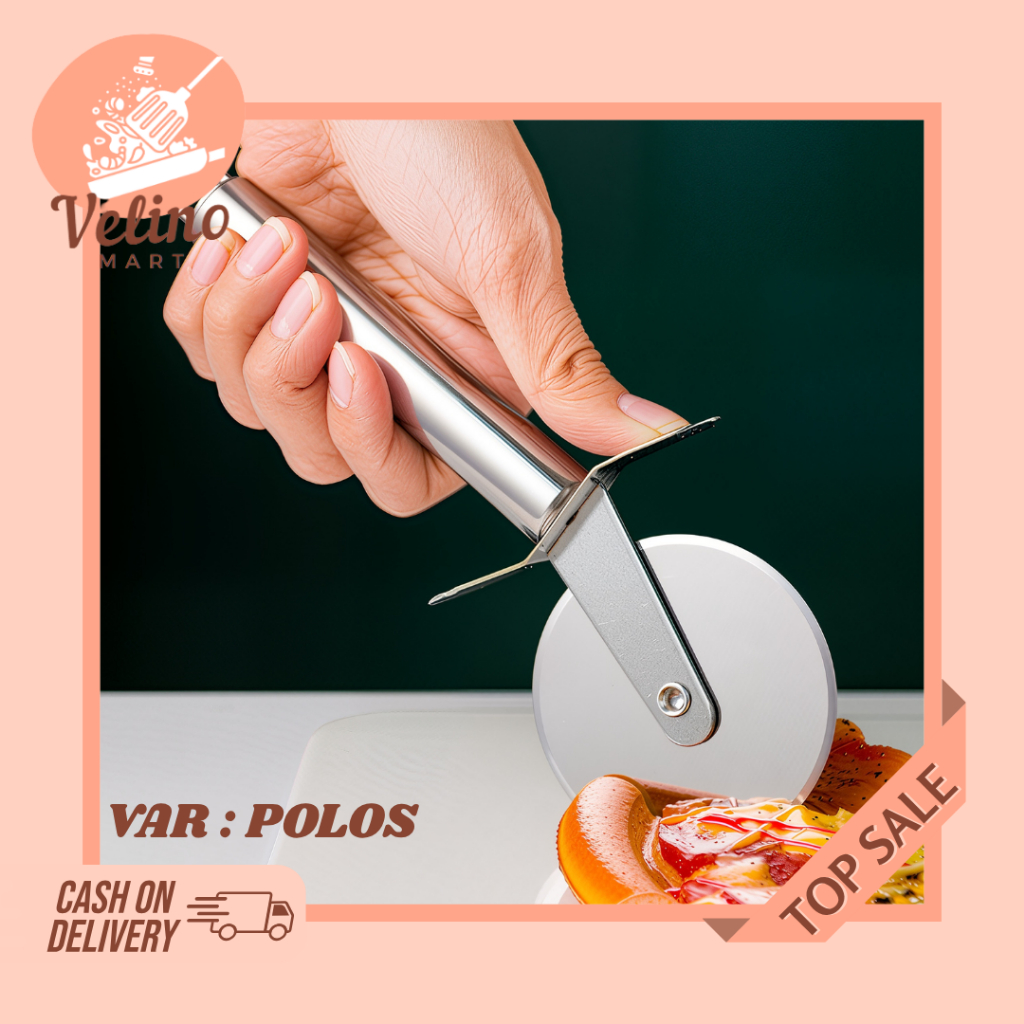 Pisau Pizza Polos Stainless Pisau Pemotong Pizza Pisau Bentuk Roda Serbaguna