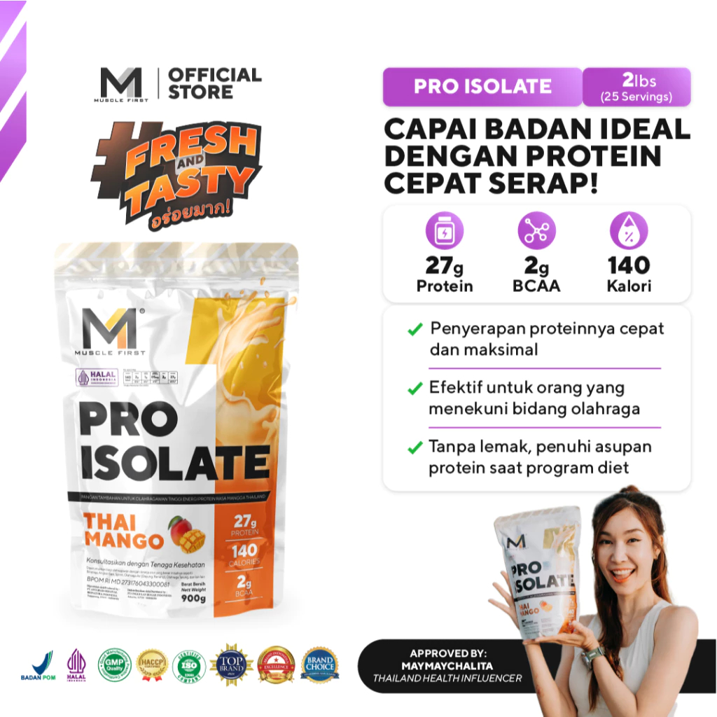 MUSCLE FIRST Pro Isolate 2 lbs / 900 gr - Susu Whey Protein Isolate Suplemen Fitness