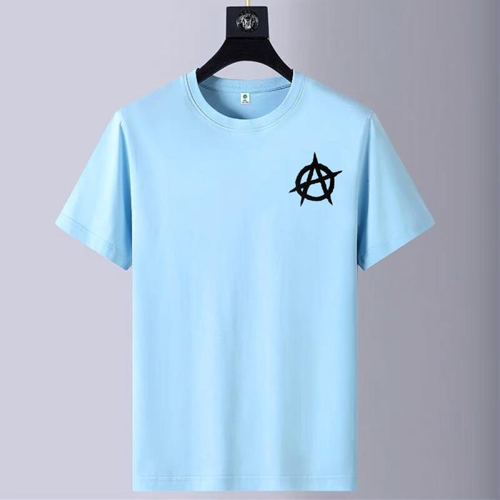 Kaos Distro Premium Motif Simple biru langit / Kaos Pria Elegant Katun 30s / Kaos Cowok Keren Kalem 