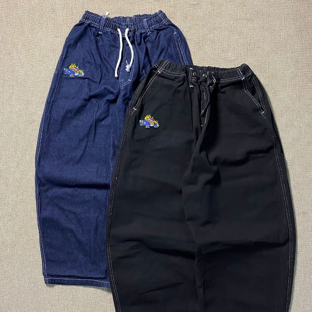 BALOON PANTS DENIM BAGGY BLACK UNISEXS CELANA PANJANG DENIM SPESIAL SERIES NOTBADCLUB ARTIKEL CAR FI