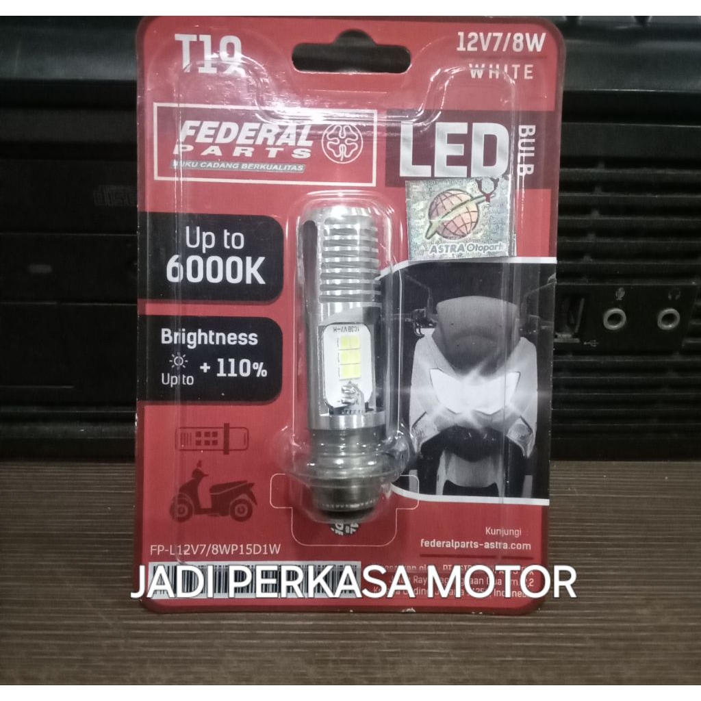 Bohlam Lampu Depan LED FEDERAL (T19)12V White AC/DC Bohlam LED Motor