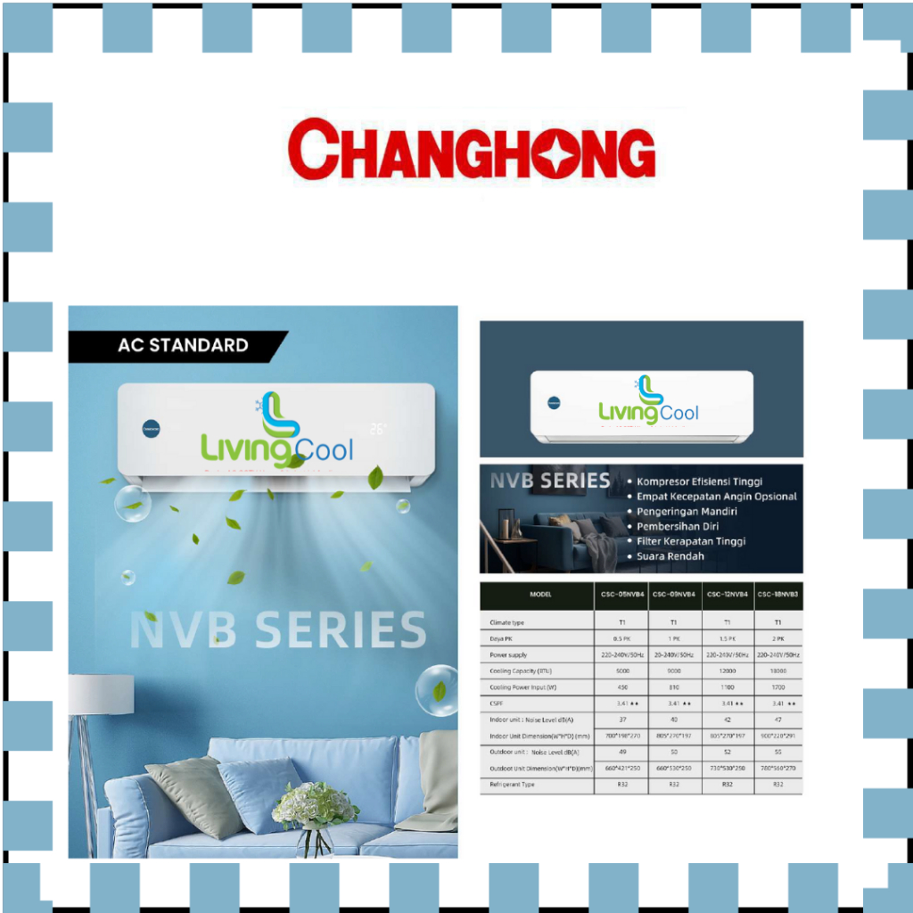 Changhong AC Standar 0,5 pk CSC-05NVB4 Garansi free kirim karawang bekasi cikarang tangerangjakarta