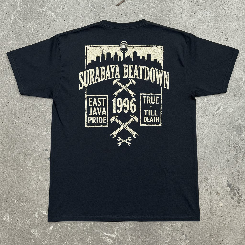 Kaos Streetwear Pria Hardcore SURABAYA BEATDOWN Vintage Distressed Hiu vs Buaya 1996 Katun 24s