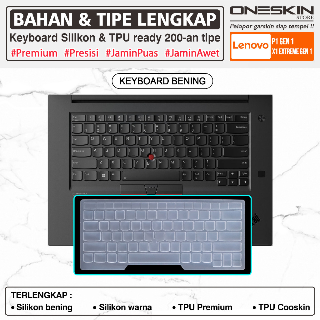 Pelindung Keyboard Protector Cover Kompatibel dengan Lenovo ThinkPad X1 Extreme P1 Gen 1 Tpu Silikon
