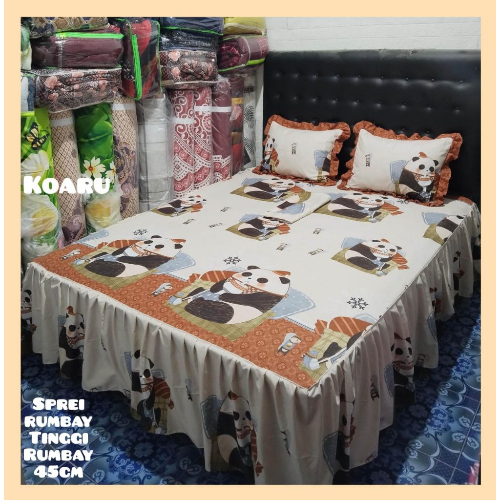 sprei rumbai homemade murah motif karakter anak panda new