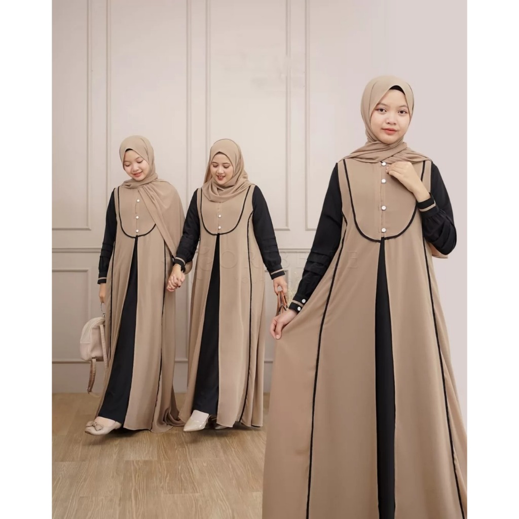 Baju Couple Ibu Anak Perempuan Qirani Couple Mom & Kids WD Bahan Kain Sabrina Mix Ceruty Babydoll Si