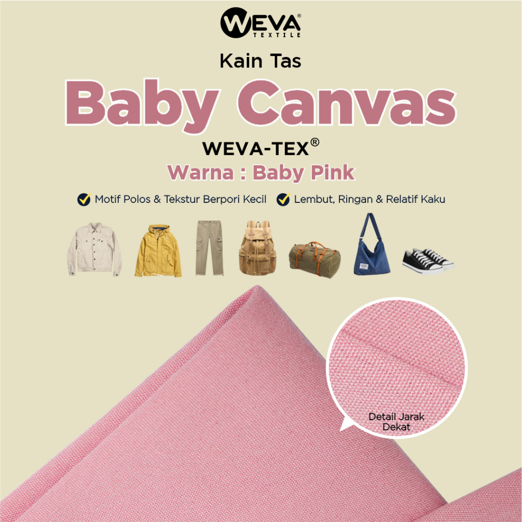 Bahan Kain Baby Canvas Baby Pink