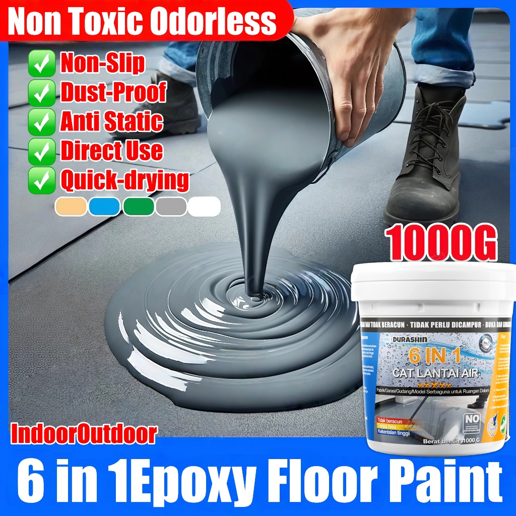 6-In-1 Cat lantai epoxy lantai semen 1kg cat genteng anti bocor anti air cat lantai seperti keramik 