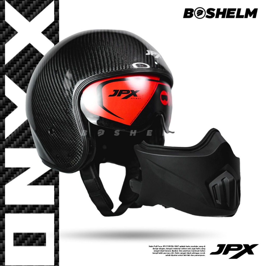 BOSHELM Helm Modular JPX Onyx Carbon SNI