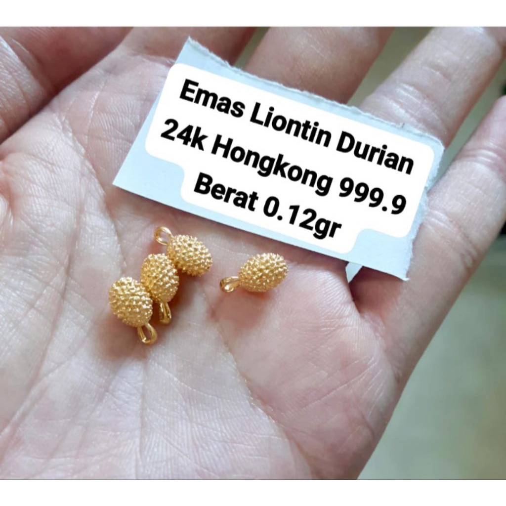 Liontin Emas Durian Asli 24K Hongkong 999.9