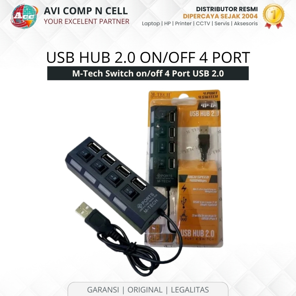 Usb 2.0 Hub Usb 4 Lubang Port 4 Switch