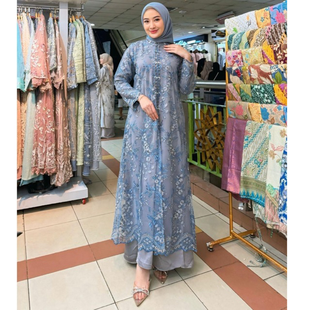 KHANZA DRESS/Dress tile bordir/Dress tile Sapto/Dres tile mix semi sutra