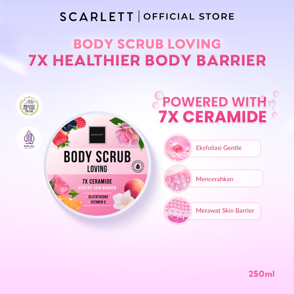 Scarlett Whitening Loving Body Scrub - Lulur Scrub for Lightening Body dengan 7X Ceramide untuk Menc