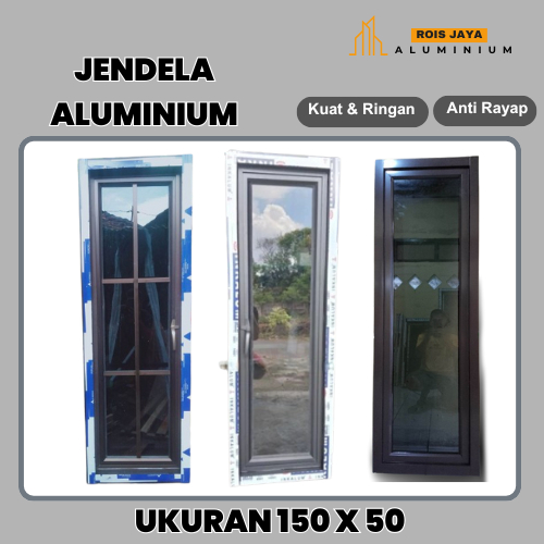 Kusen + Jendela Almunium Ukuran 150x50 fullset komplit SNI