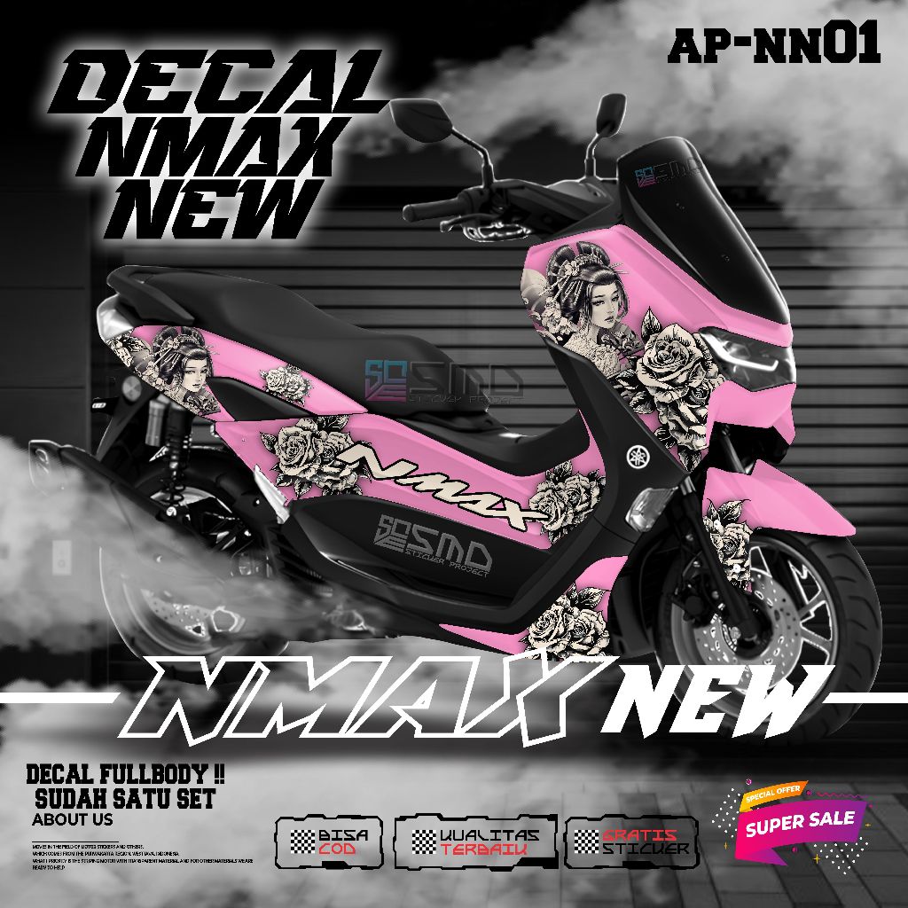 DECAL STICKER VARIASI FULLBODY NMAX NEW MOTIF GEISHA JEPANG KEREN VIRAL SATU SET