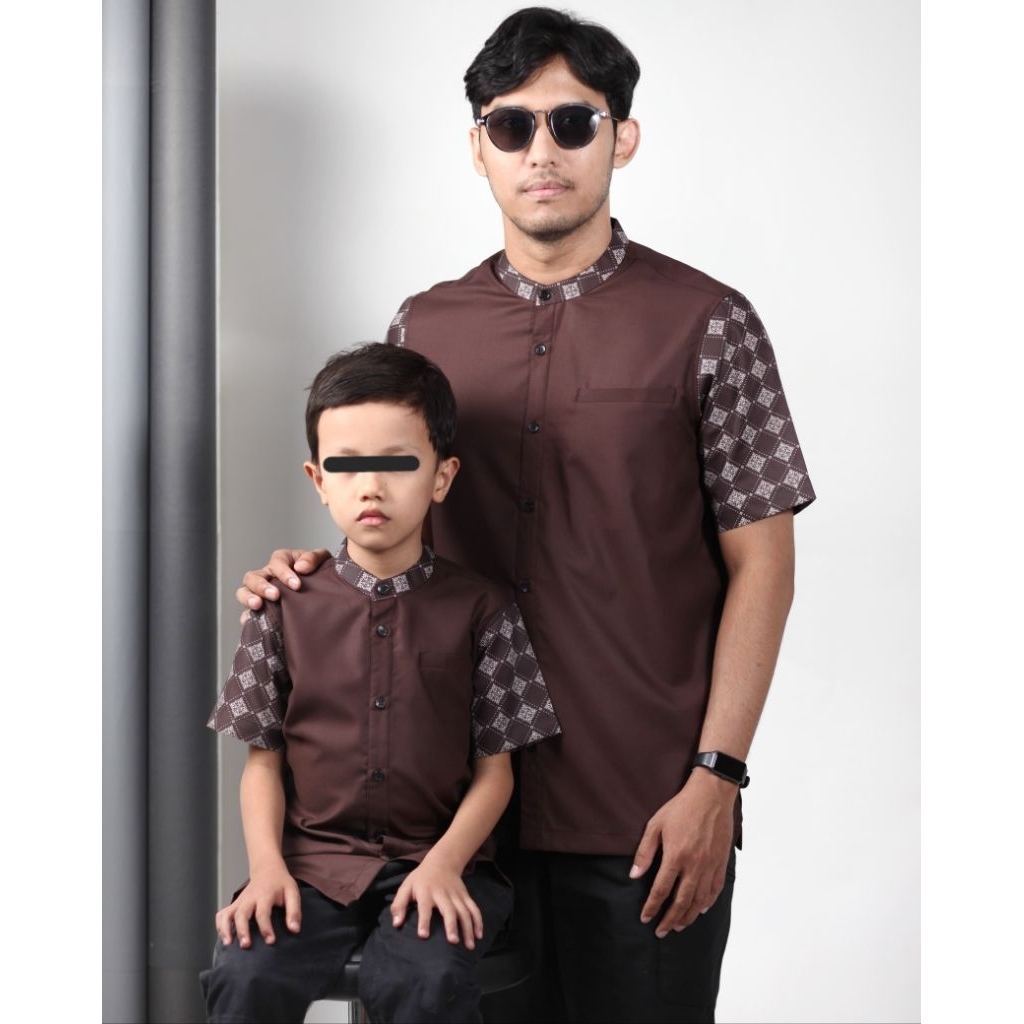 SAVIQ- KEMEJA KOKO AYAH DAN ANAK WARNA MAHOGANI