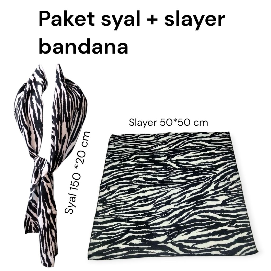 1 set slayer+syal selendang leher wanita/scraf leher wanita motif leopard bahan rayon premium lembut