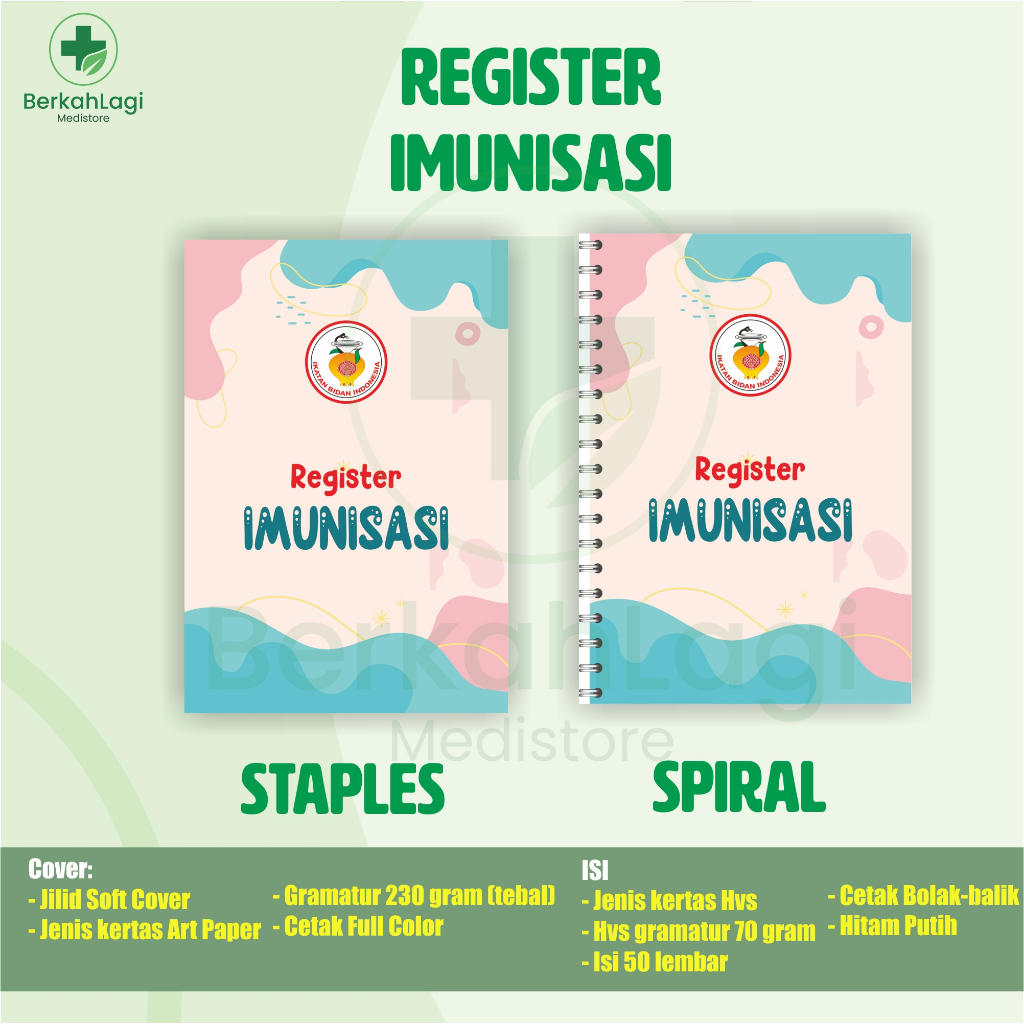 Buku Register Imunisasi, Buku Bidan, Buku Dokter, Buku Register