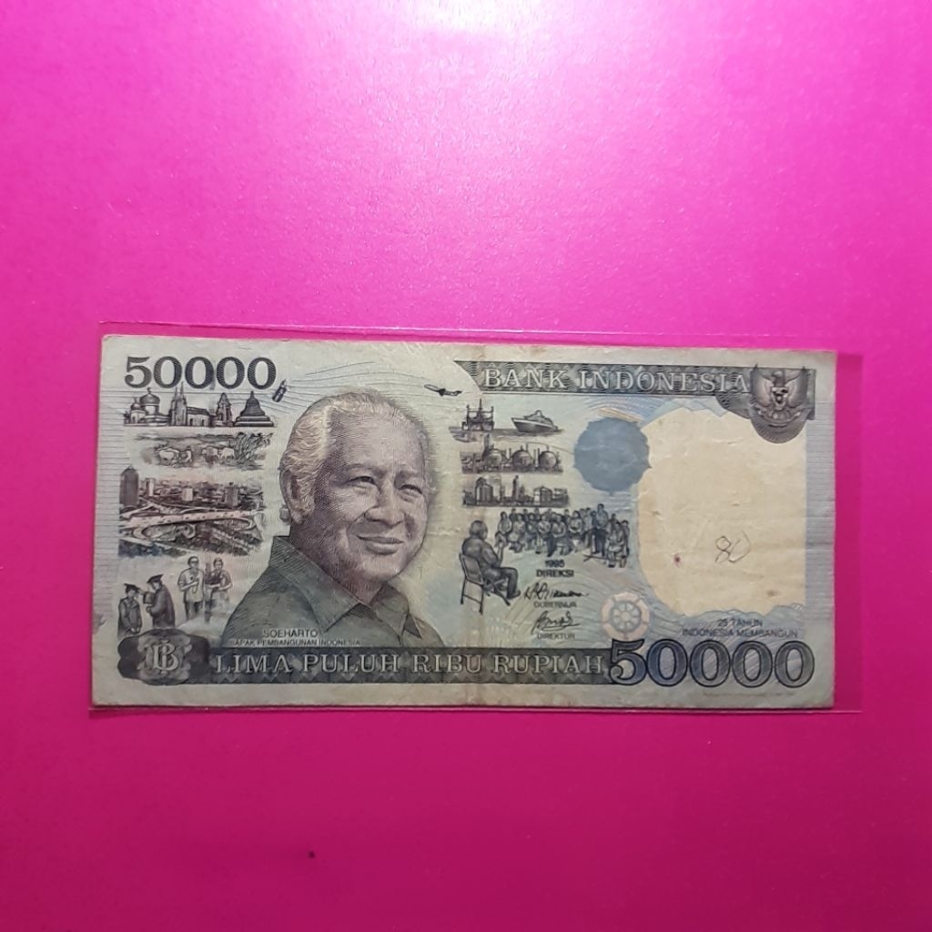 uang kuno 50000 rupiah suharto