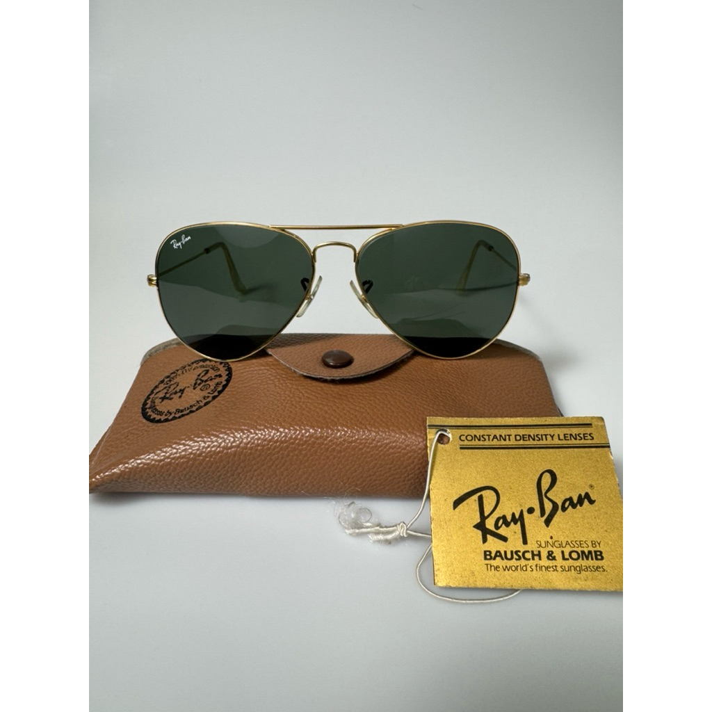 Vintage Ray-Ban B&L Bausch and Lomb Aviator 58mm Gold Glass G-15 Great Condition