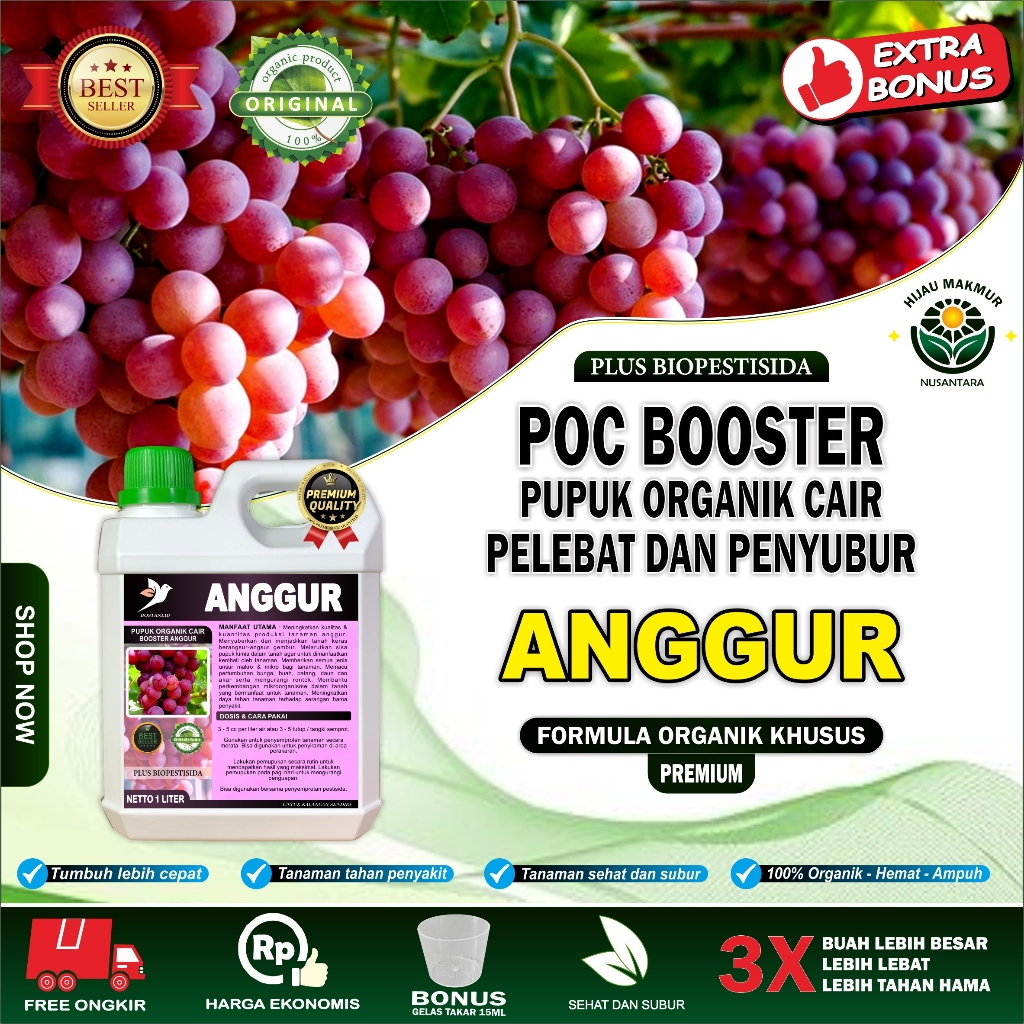 Pupuk Anggur - Pupuk Organik Cair Anggur - Booster Pupuk Pelebat Penyubur Anggur