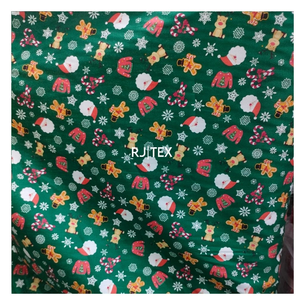 BEST SELLER kain katun jepang edisi Natal Christmas - bahan katun jepang motif boneka salju - katun 