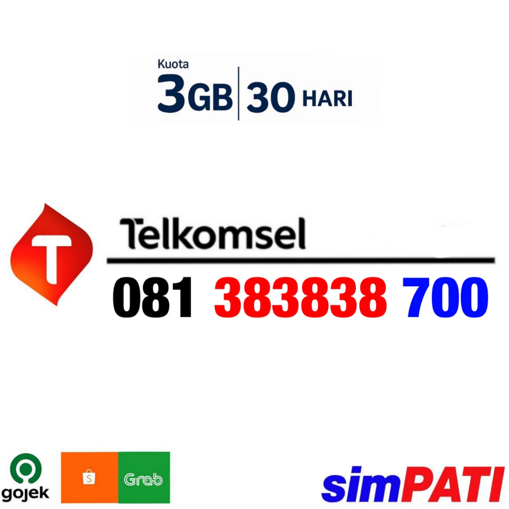 INCLUDE KOUTA 3GB -  Kartu Perdana Nomor Cantik Telkomsel Simpati - O81 383838 700