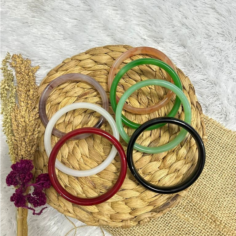 gelang wanita bangle batu giok natural banyak warna Gelang Batu Giok Natural Emerald Gelang batu gio